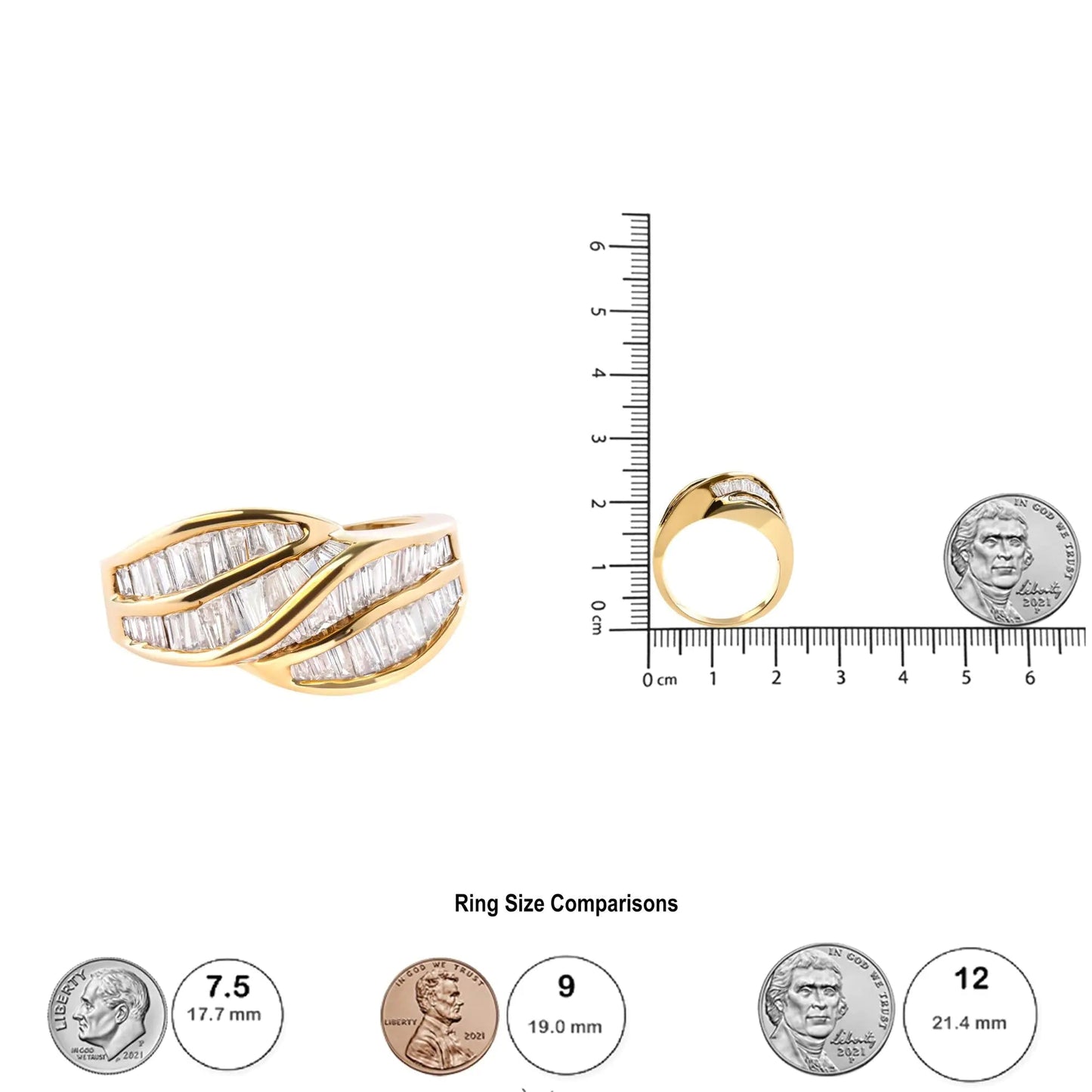 14K Yellow Gold Channel Set 1 1/3 Cttw Diamond Swirl and Weave Ring Band (H - I Color, SI1 - SI2 Clarity) - Jaazi Intl