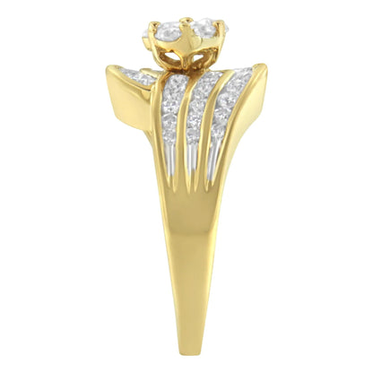 14K Yellow Gold Diamond Cocktail Bypass Ring (1 1/2 Cttw, H - I Color, SI2 - I1 Clarity) - Jaazi Intl