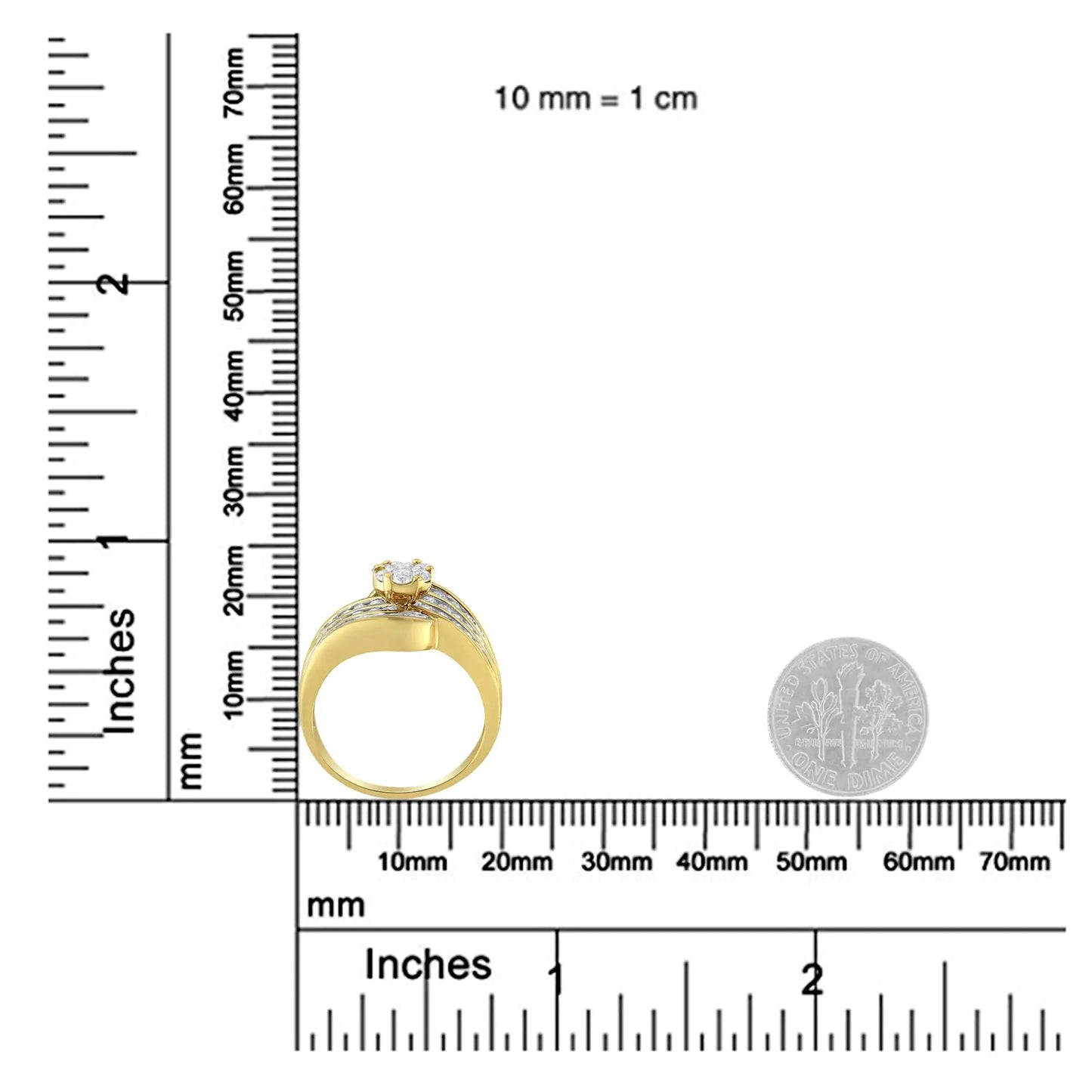 14K Yellow Gold Diamond Cocktail Bypass Ring (1 1/2 Cttw, H - I Color, SI2 - I1 Clarity) - Jaazi Intl