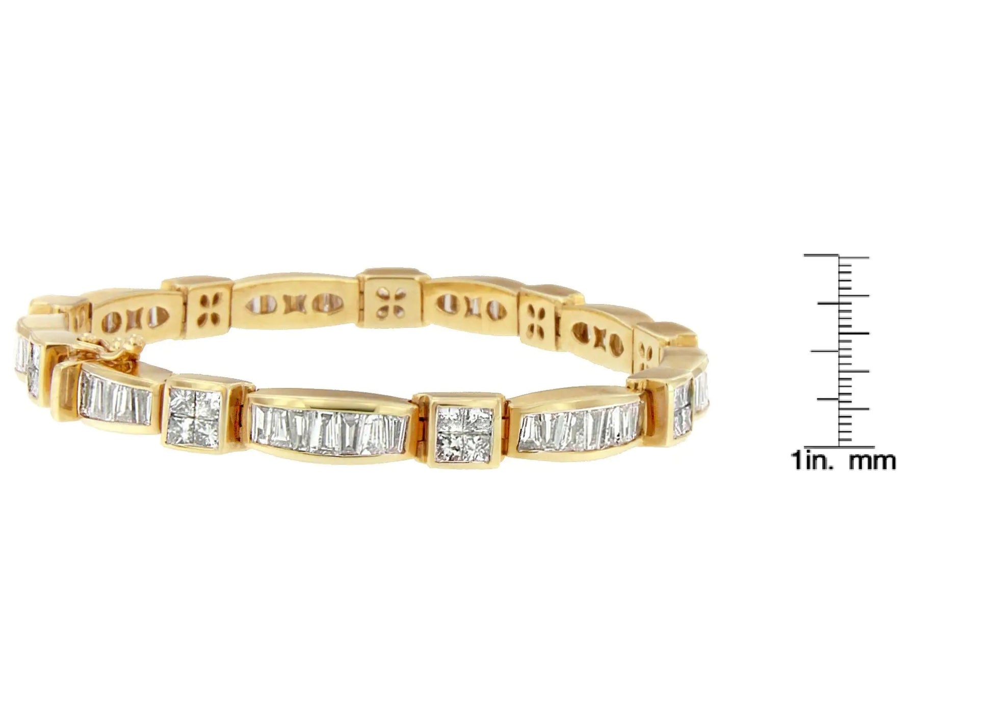 14K Yellow Gold Multi - Cut Diamond Box Square Link Bracelet(7.33 cttw,H - I Color,SI1 - SI2 Clarity) - Jaazi Intl