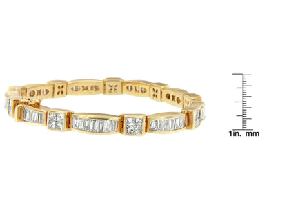 14K Yellow Gold Multi - Cut Diamond Box Square Link Bracelet(7.33 cttw,H - I Color,SI1 - SI2 Clarity) - Jaazi Intl