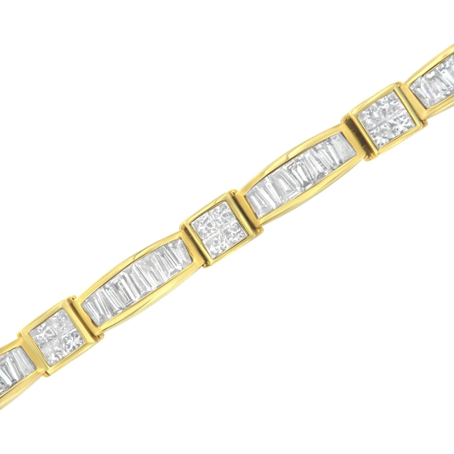 14K Yellow Gold Multi - Cut Diamond Box Square Link Bracelet(7.33 cttw,H - I Color,SI1 - SI2 Clarity) - Jaazi Intl