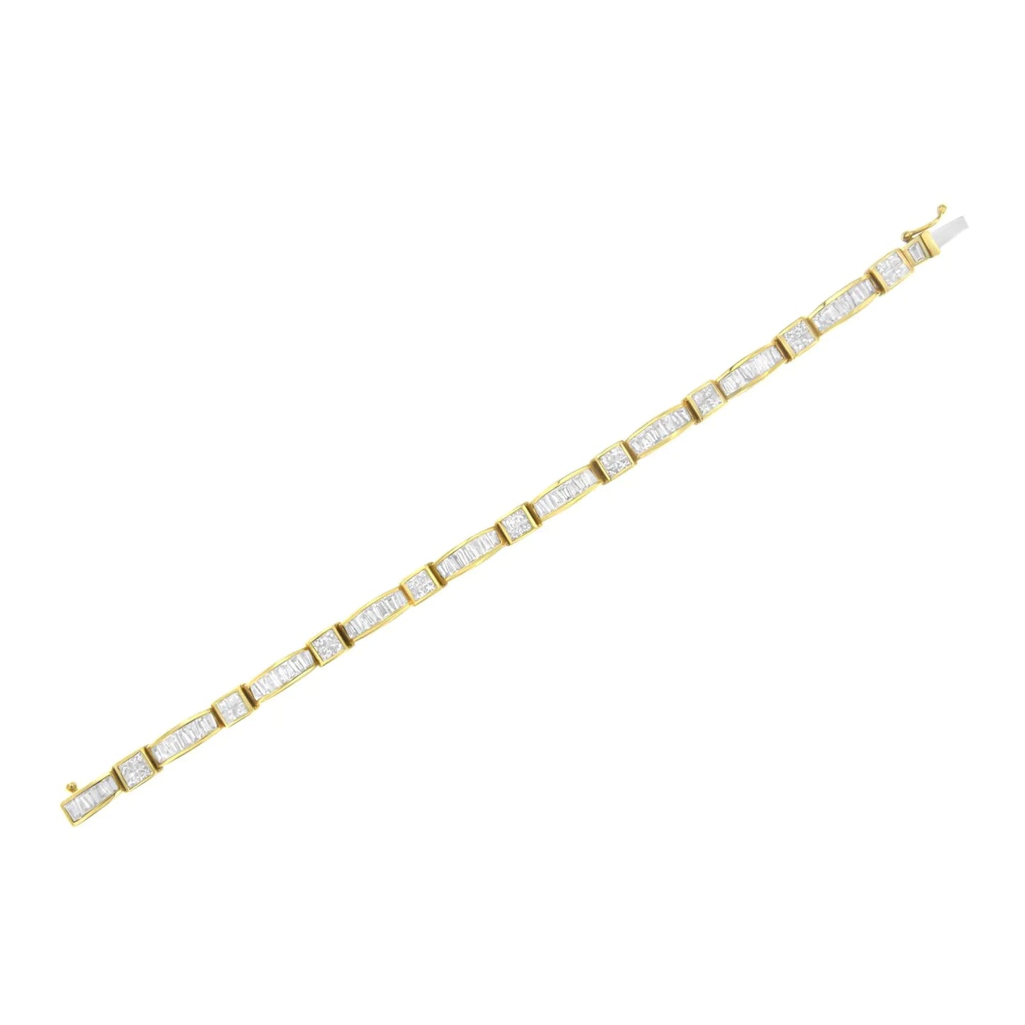 14K Yellow Gold Multi - Cut Diamond Box Square Link Bracelet(7.33 cttw,H - I Color,SI1 - SI2 Clarity) - Jaazi Intl