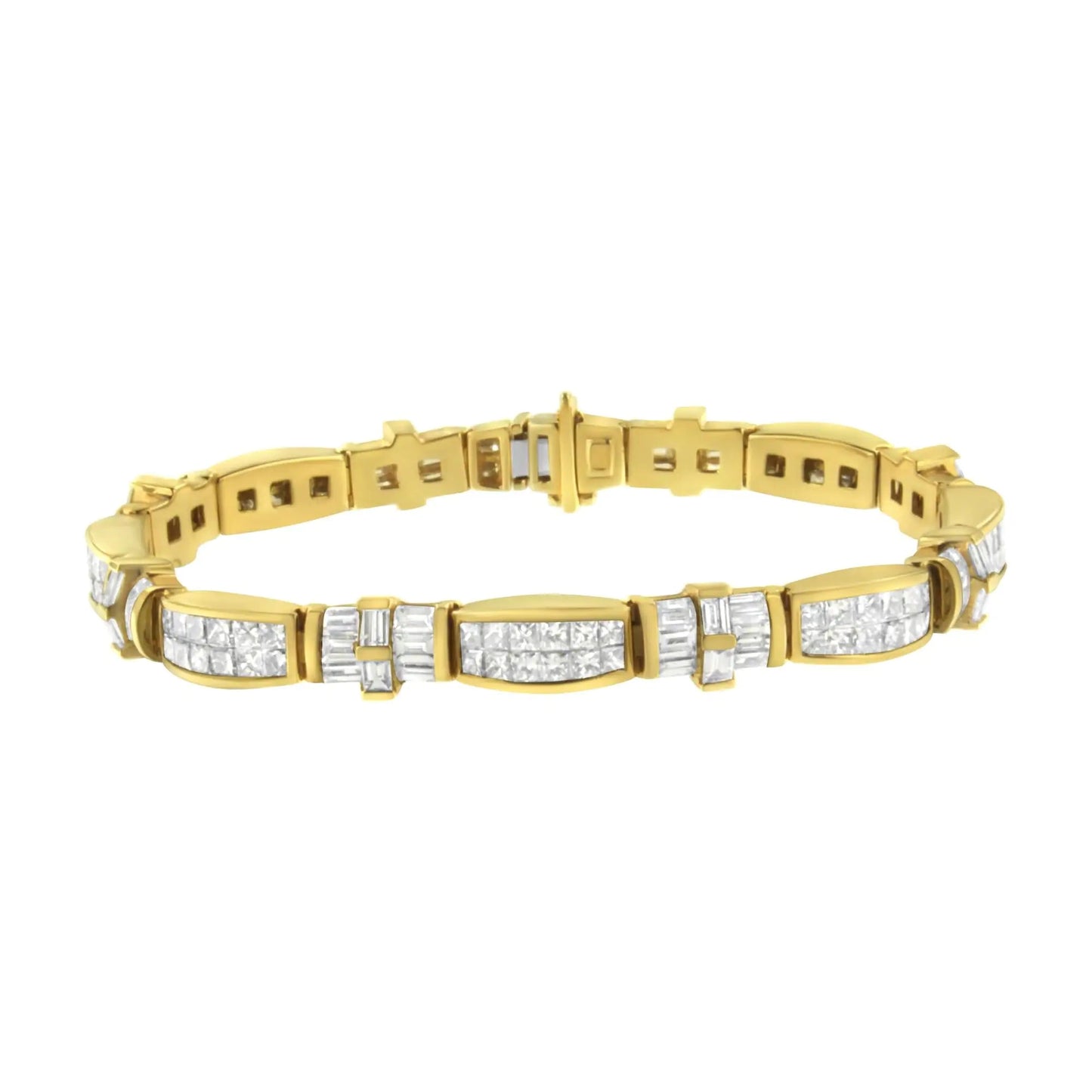 14K Yellow Gold Multi - Cut Diamond Ties of Love Eternity Bracelet(11.25 cttw,G - H Color,VS1 - VS2 Clarity) - Jaazi International