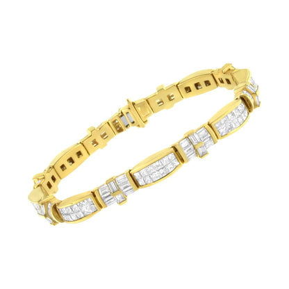 14K Yellow Gold Multi - Cut Diamond Ties of Love Eternity Bracelet(11.25 cttw,G - H Color,VS1 - VS2 Clarity) - Jaazi International