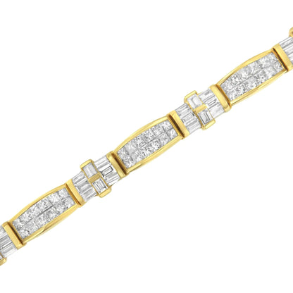 14K Yellow Gold Multi - Cut Diamond Ties of Love Eternity Bracelet(11.25 cttw,G - H Color,VS1 - VS2 Clarity) - Jaazi International