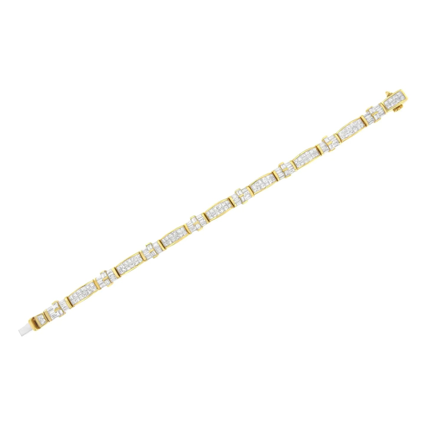 14K Yellow Gold Multi - Cut Diamond Ties of Love Eternity Bracelet(11.25 cttw,G - H Color,VS1 - VS2 Clarity) - Jaazi International