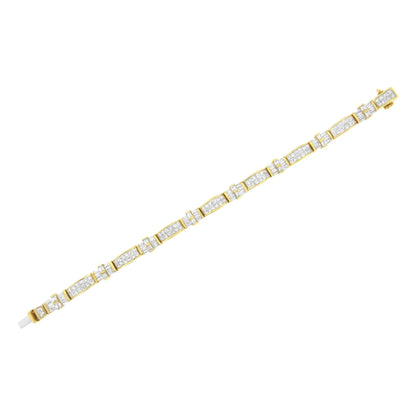 14K Yellow Gold Multi - Cut Diamond Ties of Love Eternity Bracelet(11.25 cttw,G - H Color,VS1 - VS2 Clarity) - Jaazi International