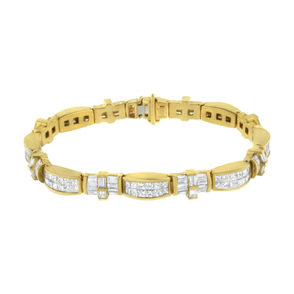 14K Yellow Gold Multi - Cut Diamond Ties of Love Eternity Bracelet(11.25 cttw,G - H Color,VS1 - VS2 Clarity) - Jaazi International