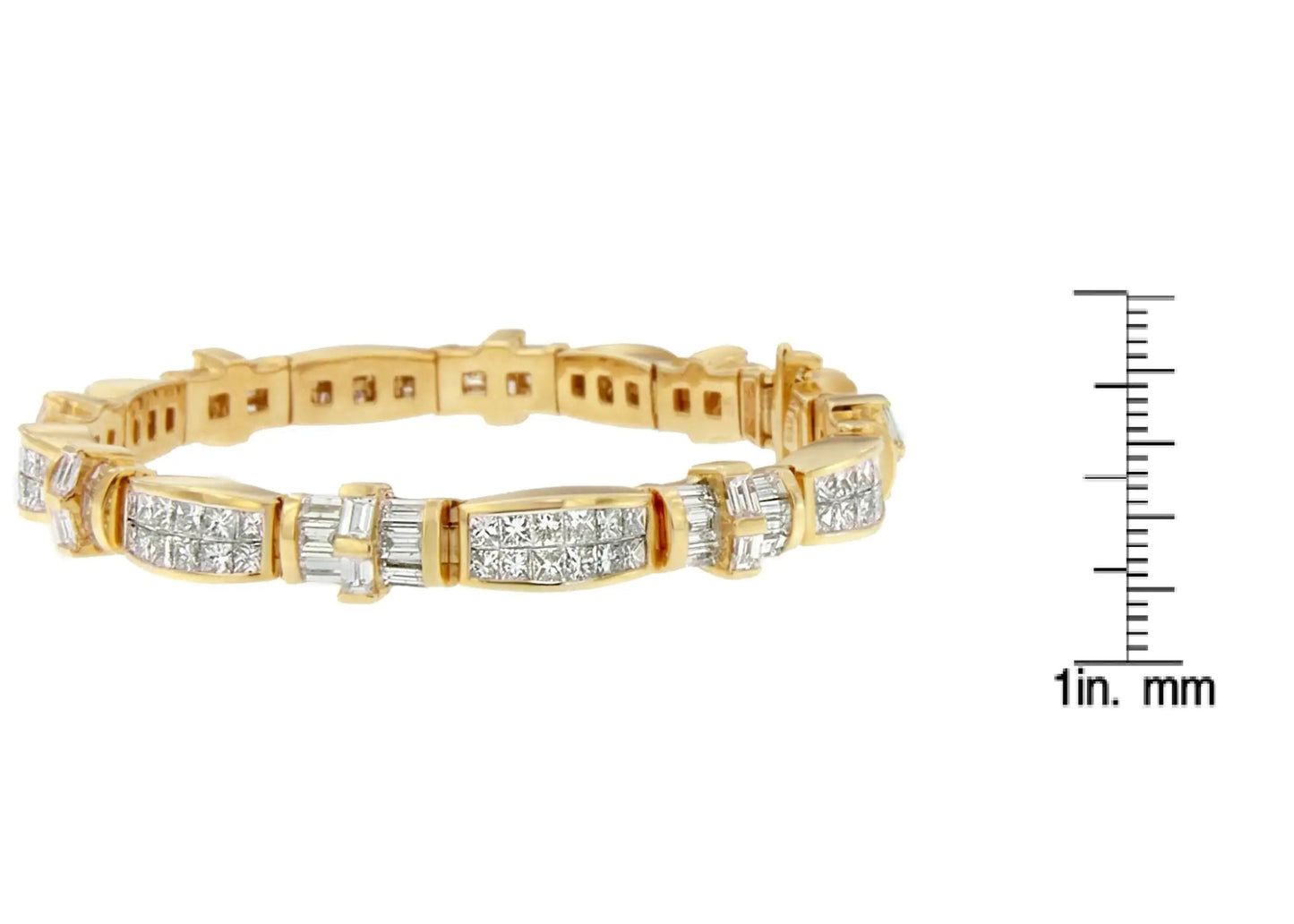 14K Yellow Gold Multi - Cut Diamond Ties of Love Eternity Bracelet(11.25 cttw,G - H Color,VS1 - VS2 Clarity) - Jaazi International