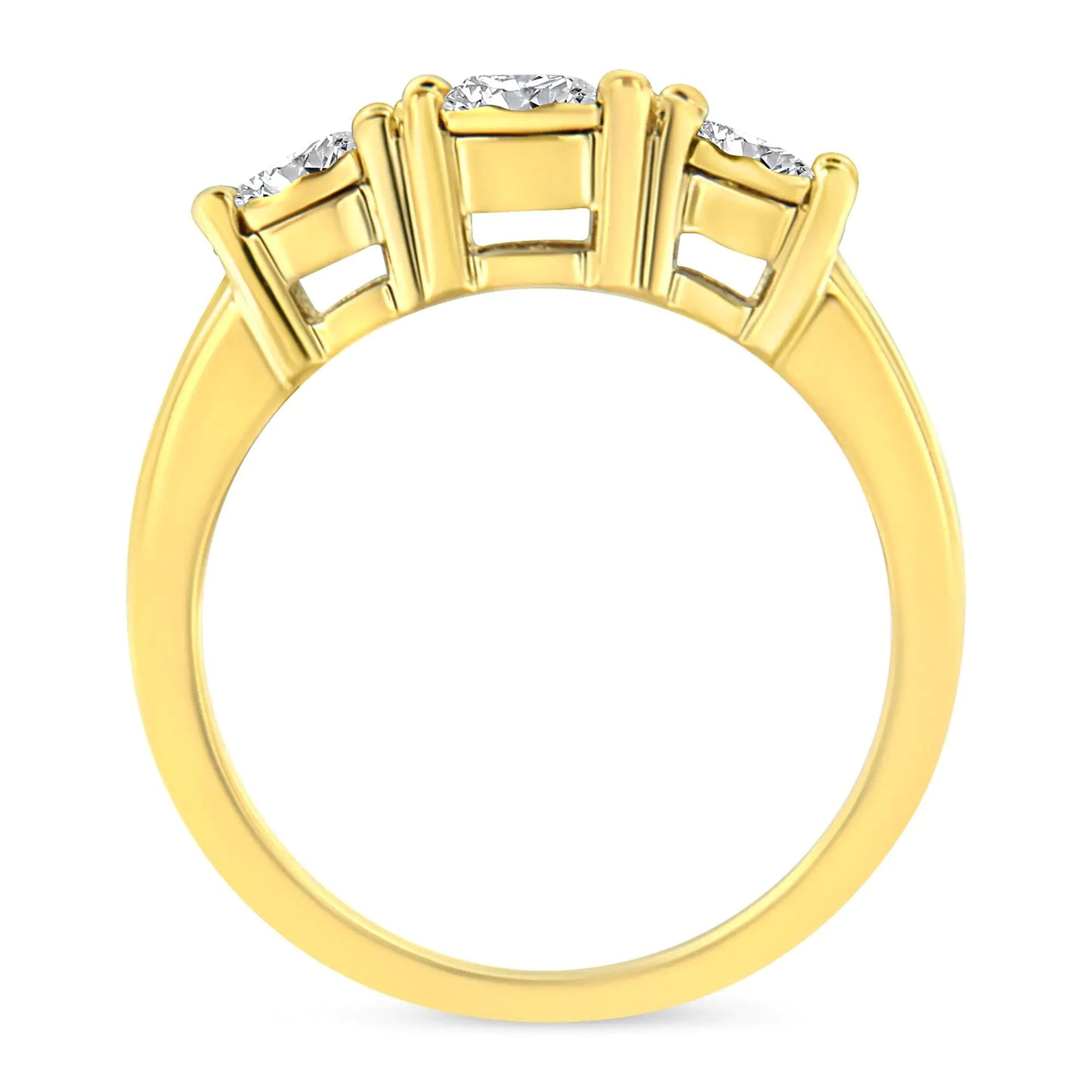 14K Yellow Gold Plated .925 Sterling Silver 1.00 Cttw Miracle - Set Round Diamond Three Stone Engagement Ring (K - L Color, I1 - I2 Clarity) - Jaazi Intl