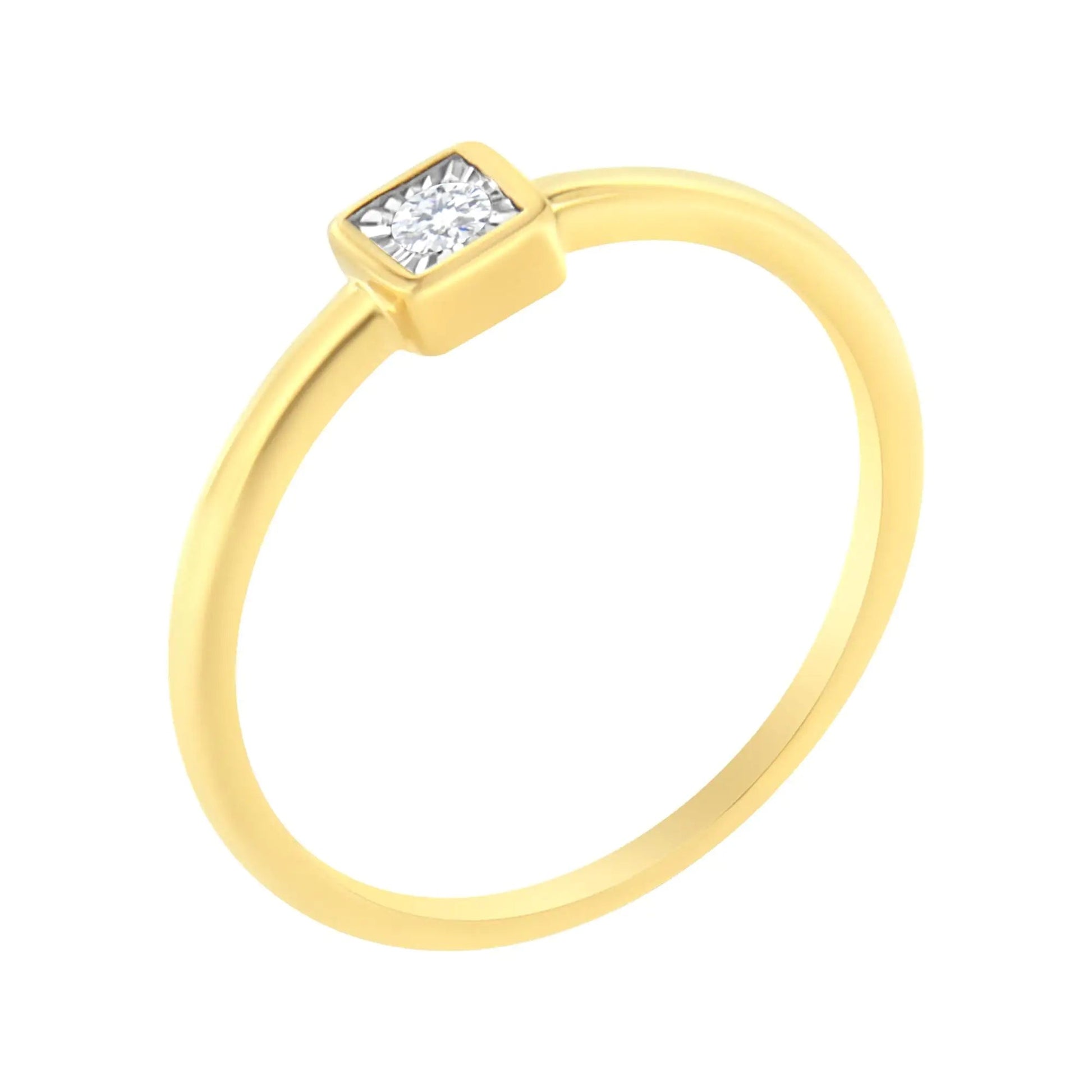 14K Yellow Gold Plated .925 Sterling Silver 1/20 cttw Miracle Set Diamond Promise Ring (J - K Color, I1 - I2 Clarity) - Jaazi Intl