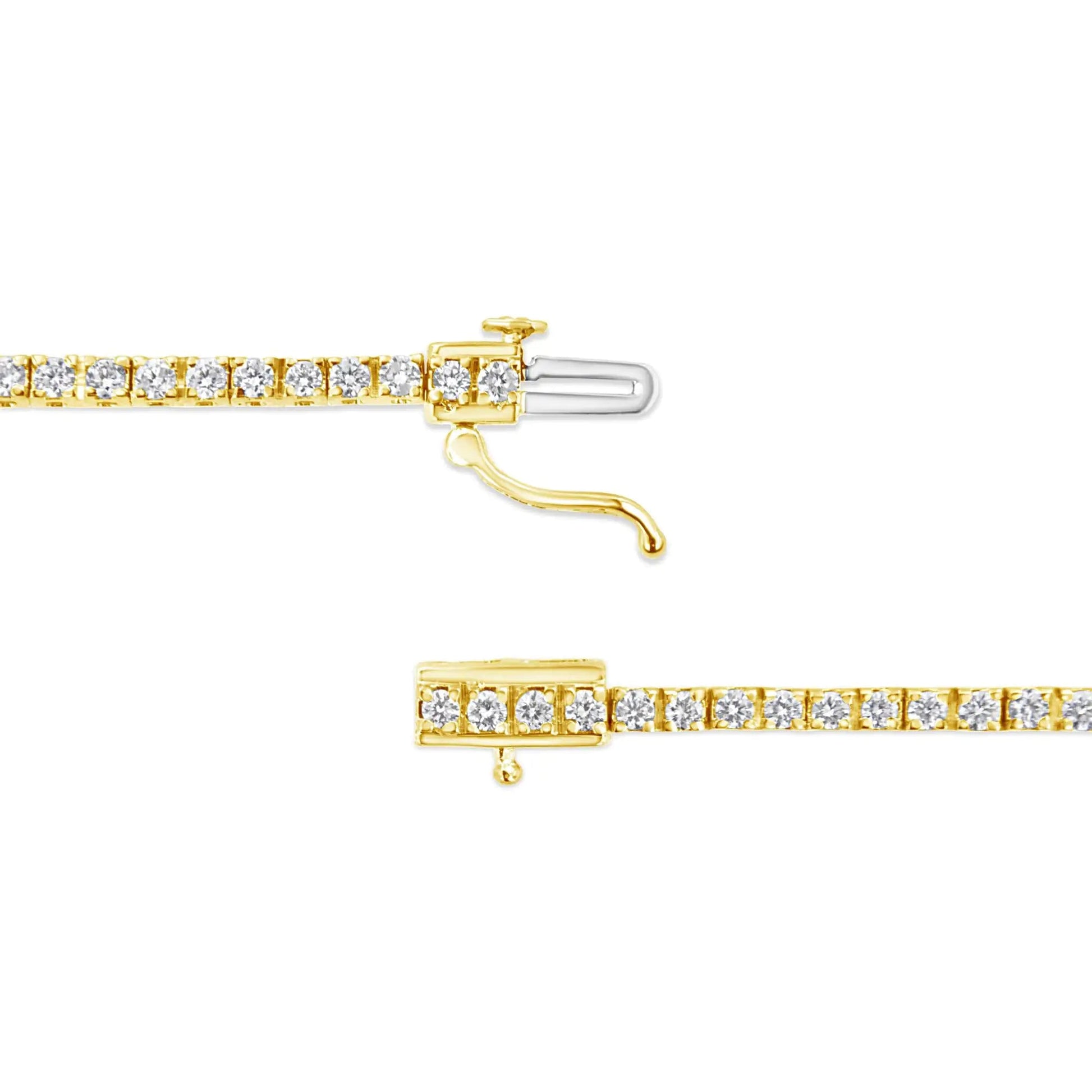 14K Yellow Gold Plated .925 Sterling Silver 2.0 Cttw Diamond Classic Link Tennis Bracelet (K - L Color, I2 - I3 Clarity) - 7 - 1/4" - Jaazi Intl