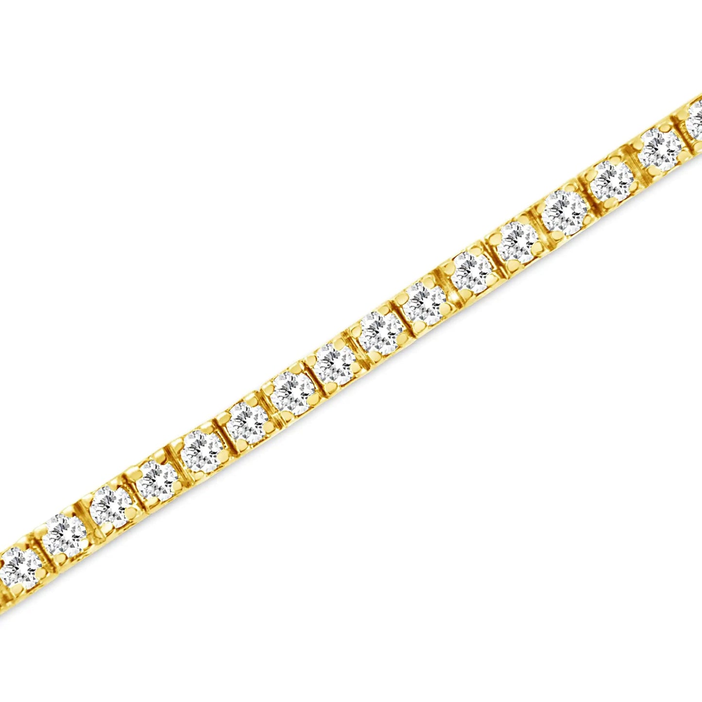 14K Yellow Gold Plated .925 Sterling Silver 2.0 Cttw Diamond Classic Link Tennis Bracelet (K - L Color, I2 - I3 Clarity) - 7 - 1/4" - Jaazi Intl