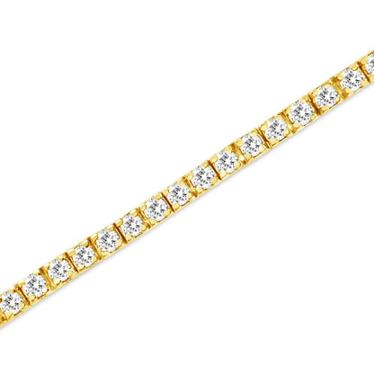 14K Yellow Gold Plated .925 Sterling Silver 2.0 Cttw Diamond Classic Link Tennis Bracelet (K - L Color, I2 - I3 Clarity) - 7 - 1/4" - Jaazi Intl