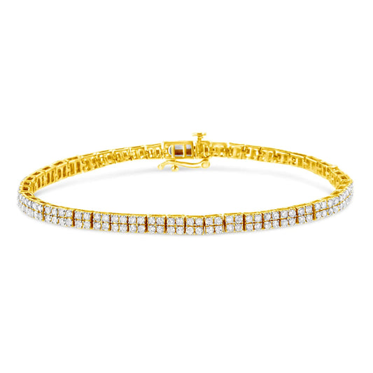 14K Yellow Gold Plated .925 Sterling Silver 3.0 Cttw Diamond Link Bracelet (K - L Color, I2 - I3 Clarity) - 7.25" - Jaazi Intl