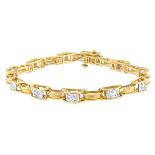 14K Yellow Gold Princess Cut Diamond Chain Link Bracelet (1.00 cttw, H - I Color, SI1 - SI2 Clarity) - Jaazi Intl