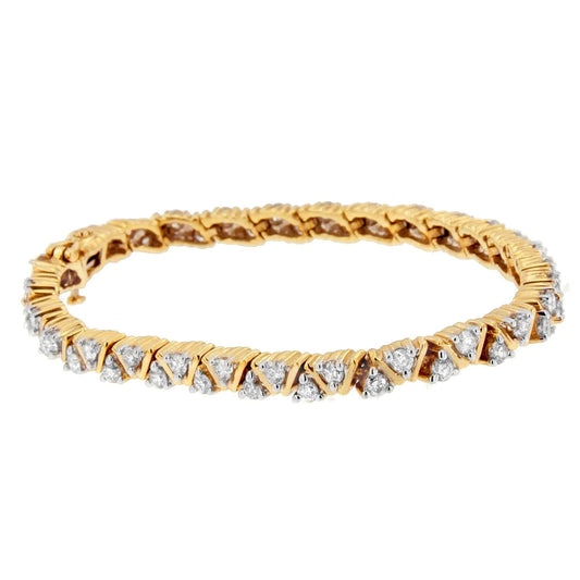 14K Yellow Gold Round - Cut Diamond Bracelet (4.00 cttw, H - I Color, I1 - I2 Clarity) - Jaazi Intl