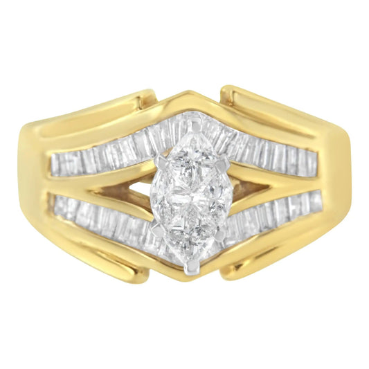 14KT Two - Toned Gold Diamond Cocktail Ring (1 cttw, H - I Color, SI1 - SI2 Clarity) - Jaazi Intl