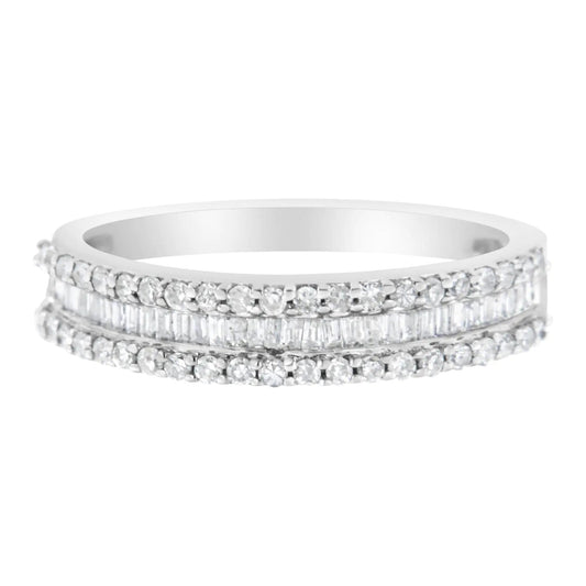 14KT White Gold 1/2 Cttw Diamond Modern Band Ring (H - I Color, SI2 - I1 Clarity) - Jaazi Intl