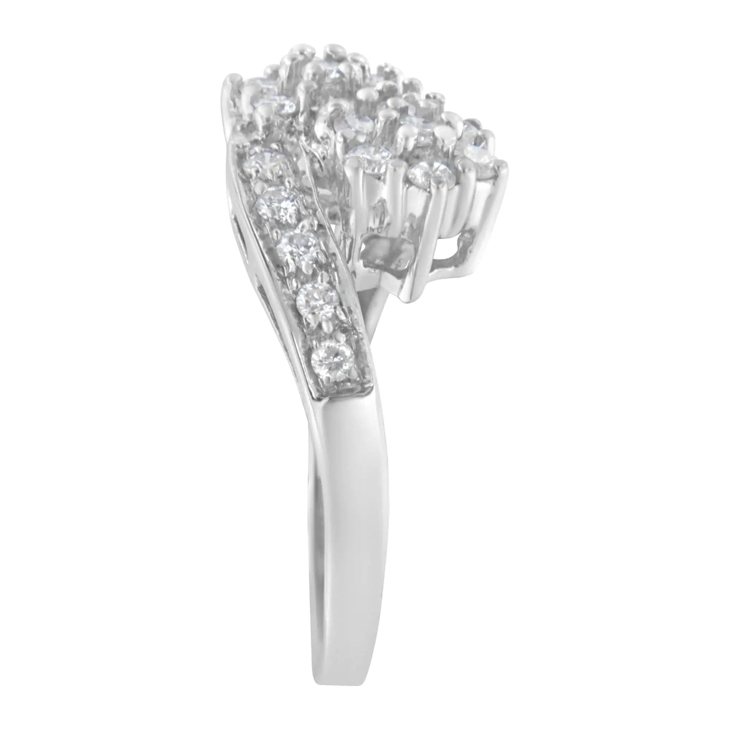 14KT White Gold Diamond Cluster Ring Band (7/8 cttw, H - I Color, I1 - I2 Clarity) - Jaazi Intl