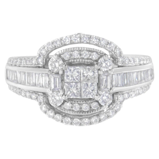 14KT White Gold Diamond Cocktail Ring (1 1/4 cttw, H - I Color, SI2 - I1 Clarity) - Jaazi Intl