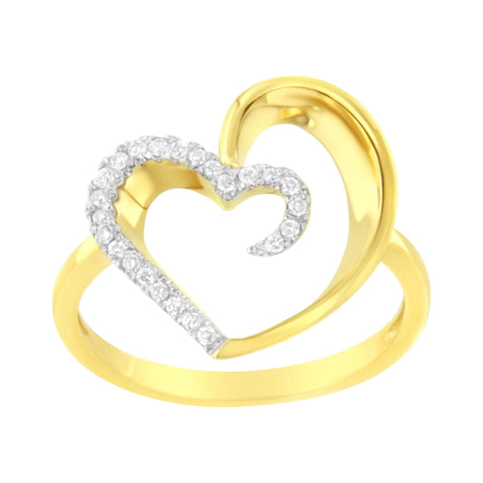 14KT Yellow Gold 1/10 ctw. Diamond Heart Shape Ring (K - L, I1 - I2) - Jaazi Intl