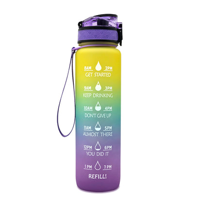 1L Tritan Water Bottle With Time Marker Bounce Cover Motivational Water Bottle Cycling Leakproof Cup For Sports Fitness Bottles - Jaazi Intl