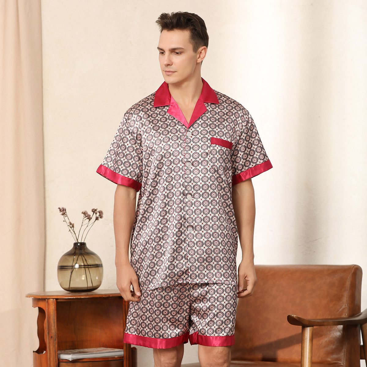 Men's Summer Printed Short-sleeved Shorts Pajamas