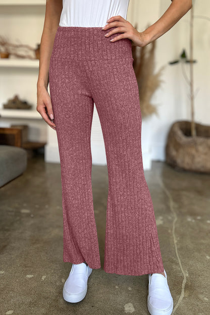 Ribbed High Waist Flare Pants