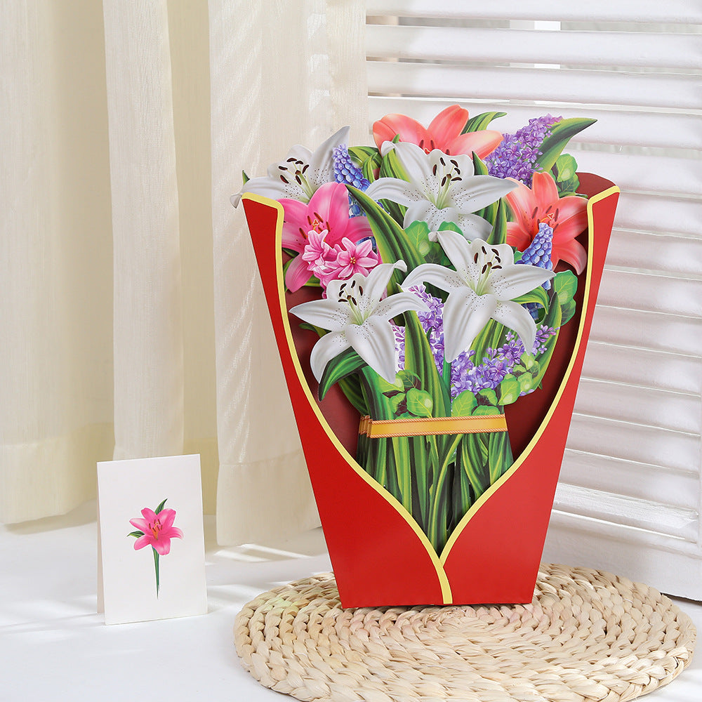 Flowers Holiday Gift Large Bouquet Greeting Card Decoration Greeting