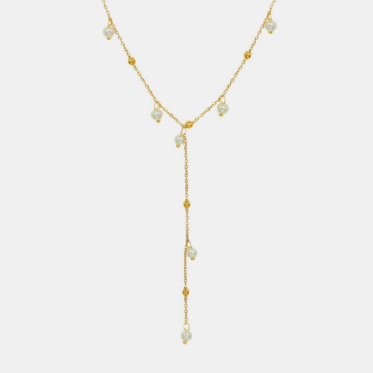 18K Gold-Plated Pearl Drop Necklace - Jaazi Intl