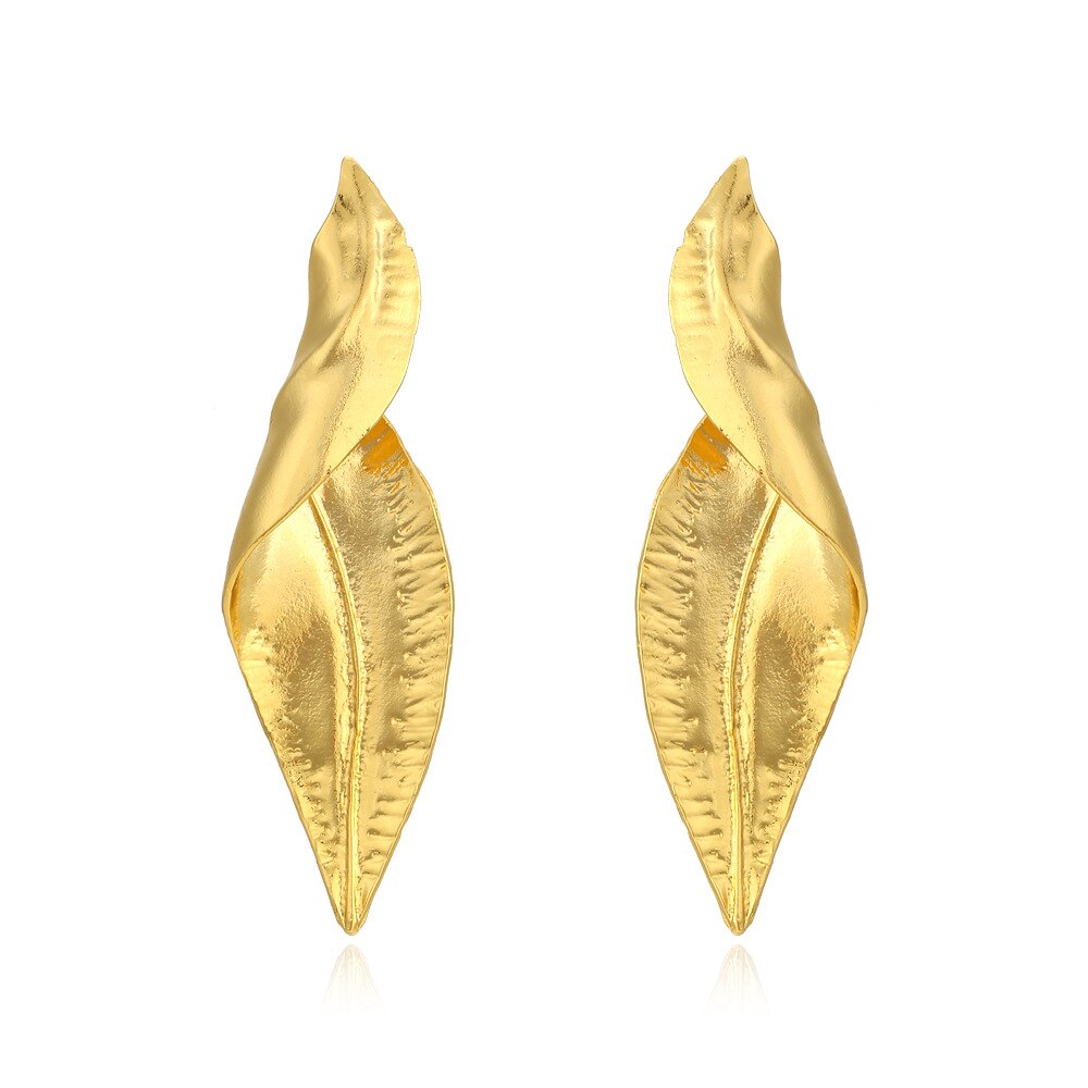 Boucles d'oreilles torsadées en forme de feuille de couleur or pour femmes, bijoux décontractés de fête