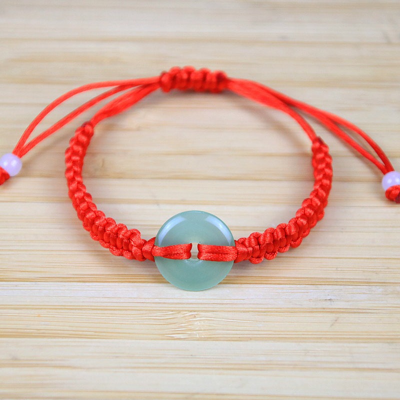 Bracelet en corde rouge Bunbun tissé à la main, pièce de monnaie en cuivre