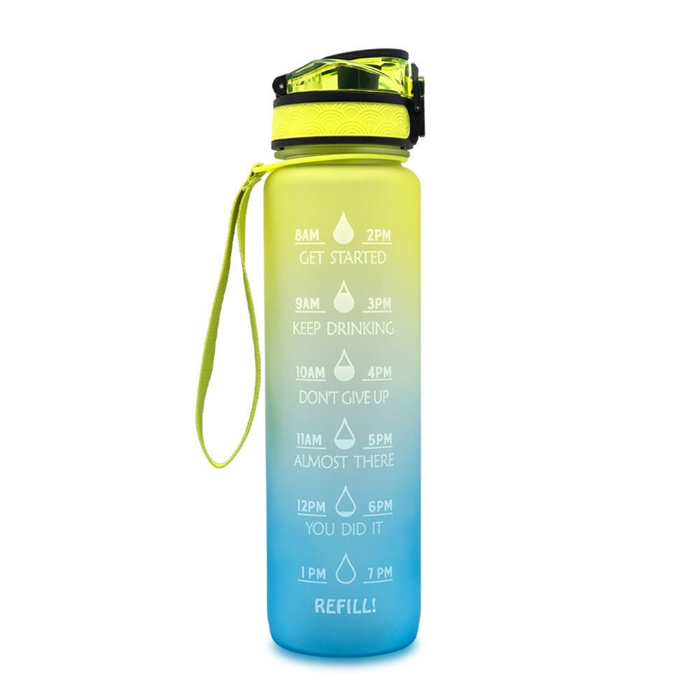 1L Tritan Water Bottle With Time Marker Bounce Cover Motivational Water Bottle Cycling Leakproof Cup For Sports Fitness Bottles - Jaazi Intl