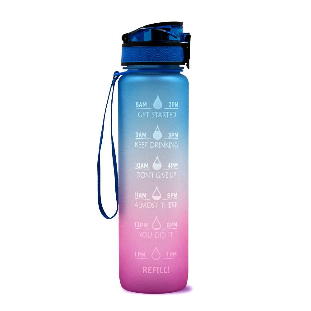 1L Tritan Water Bottle With Time Marker Bounce Cover Motivational Water Bottle Cycling Leakproof Cup For Sports Fitness Bottles - Jaazi Intl