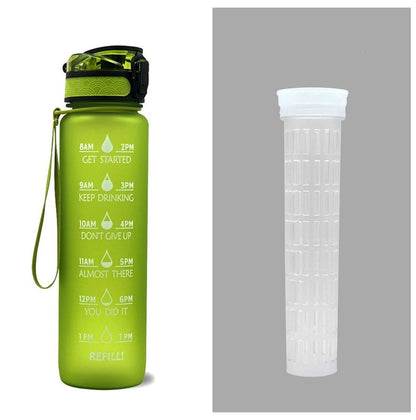 1L Tritan Water Bottle With Time Marker Bounce Cover Motivational Water Bottle Cycling Leakproof Cup For Sports Fitness Bottles - Jaazi Intl