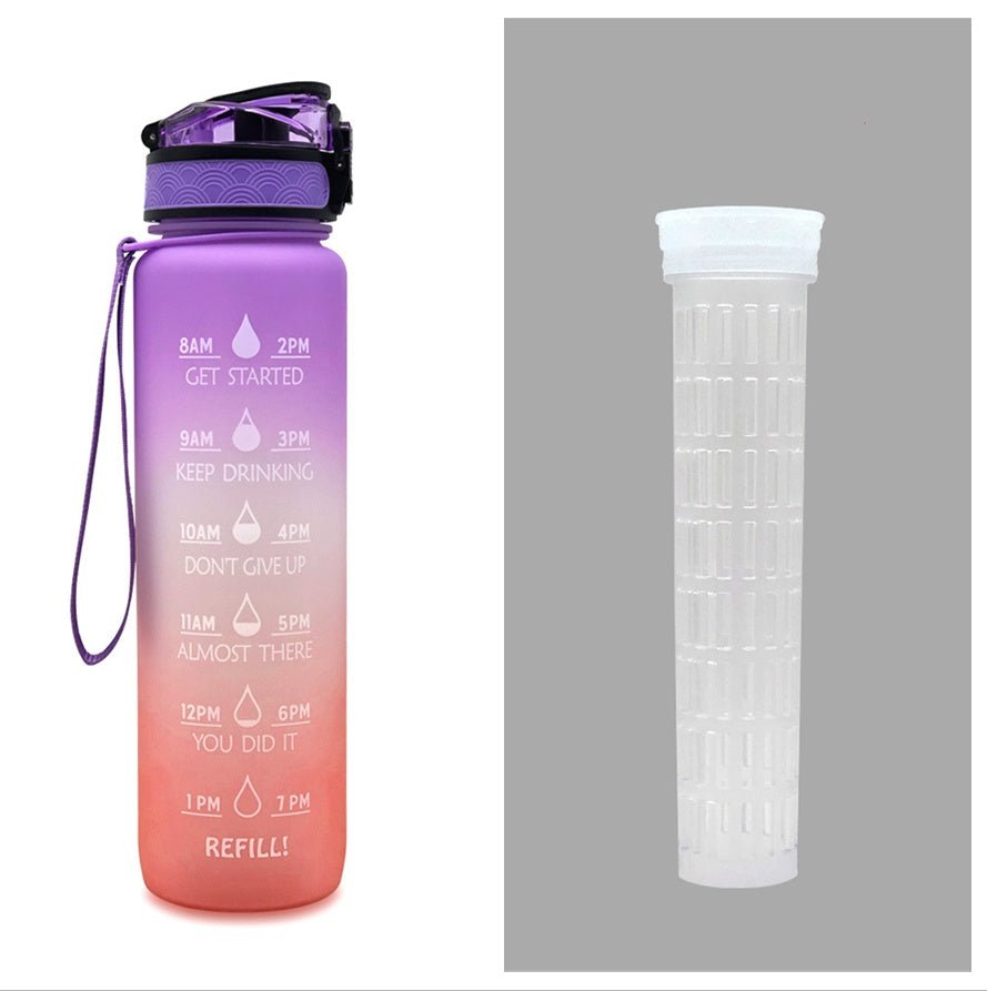 1L Tritan Water Bottle With Time Marker Bounce Cover Motivational Water Bottle Cycling Leakproof Cup For Sports Fitness Bottles - Jaazi Intl