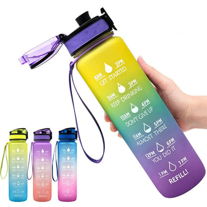 1L Tritan Water Bottle With Time Marker Bounce Cover Motivational Water Bottle Cycling Leakproof Cup For Sports Fitness Bottles - Jaazi Intl