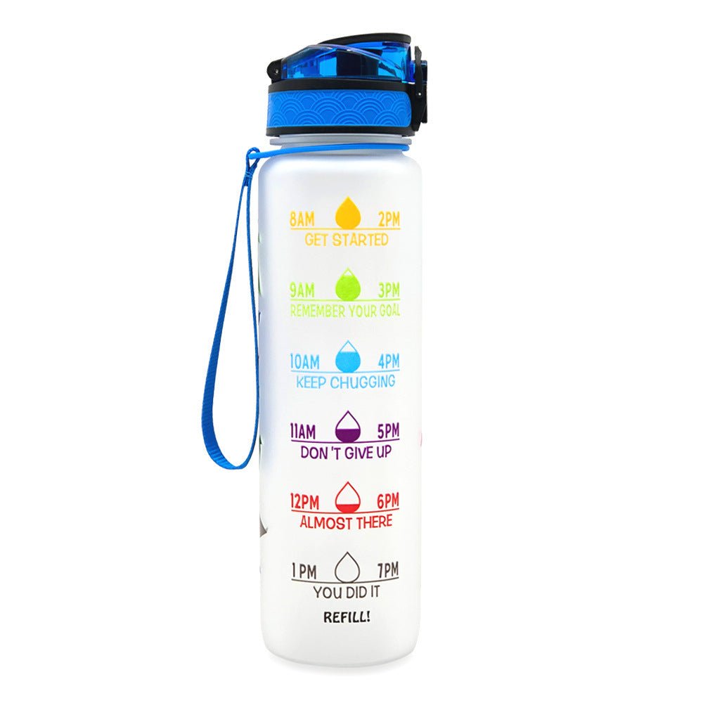 1L Tritan Water Bottle With Time Marker Bounce Cover Motivational Water Bottle Cycling Leakproof Cup For Sports Fitness Bottles - Jaazi Intl