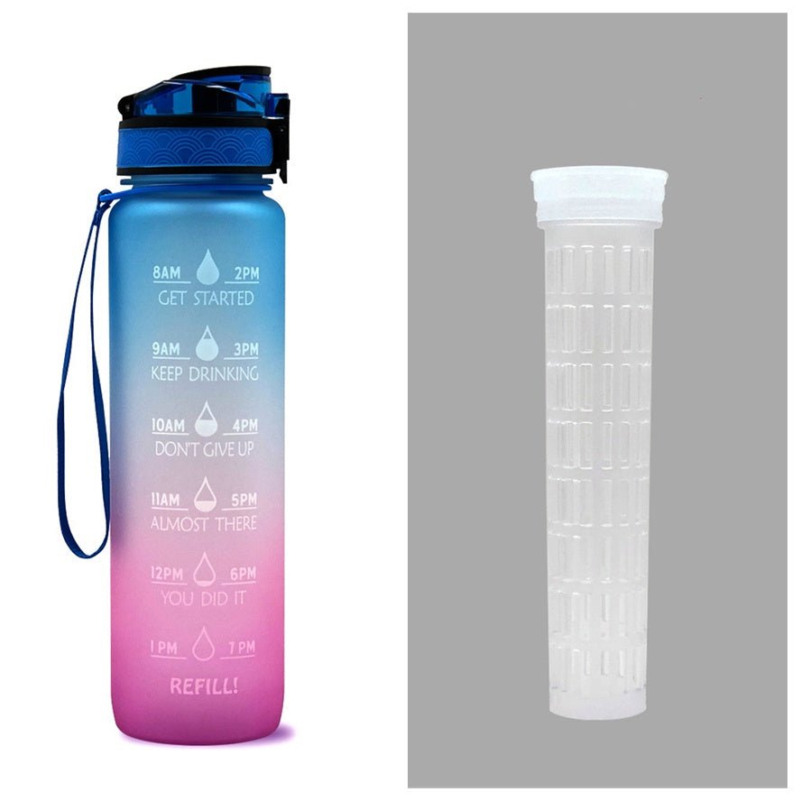 1L Tritan Water Bottle With Time Marker Bounce Cover Motivational Water Bottle Cycling Leakproof Cup For Sports Fitness Bottles - Jaazi Intl