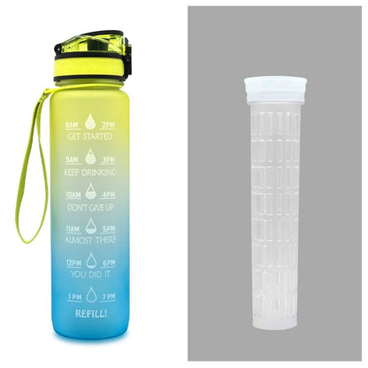 1L Tritan Water Bottle With Time Marker Bounce Cover Motivational Water Bottle Cycling Leakproof Cup For Sports Fitness Bottles - Jaazi Intl