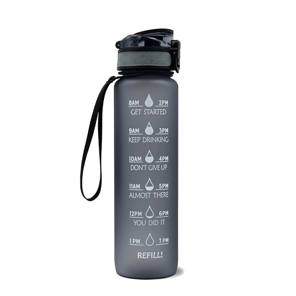 1L Tritan Water Bottle With Time Marker Bounce Cover Motivational Water Bottle Cycling Leakproof Cup For Sports Fitness Bottles - Jaazi Intl