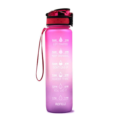 1L Tritan Water Bottle With Time Marker Bounce Cover Motivational Water Bottle Cycling Leakproof Cup For Sports Fitness Bottles - Jaazi Intl