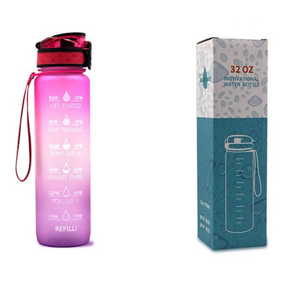 1L Tritan Water Bottle With Time Marker Bounce Cover Motivational Water Bottle Cycling Leakproof Cup For Sports Fitness Bottles - Jaazi Intl