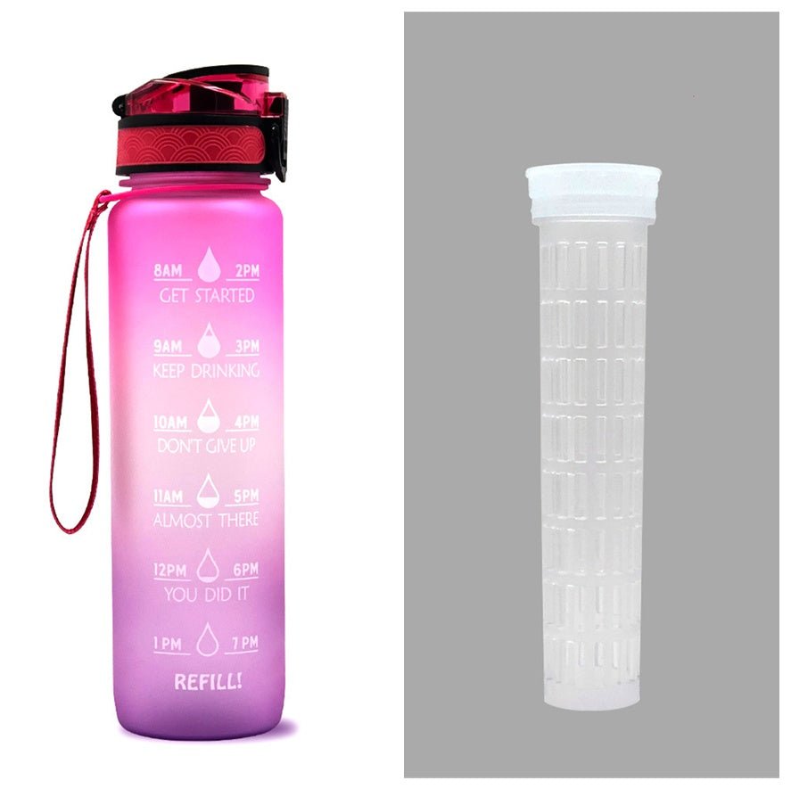 1L Tritan Water Bottle With Time Marker Bounce Cover Motivational Water Bottle Cycling Leakproof Cup For Sports Fitness Bottles - Jaazi Intl