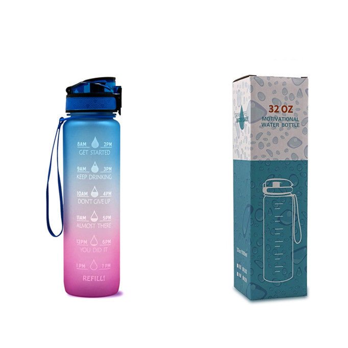 1L Tritan Water Bottle With Time Marker Bounce Cover Motivational Water Bottle Cycling Leakproof Cup For Sports Fitness Bottles - Jaazi Intl