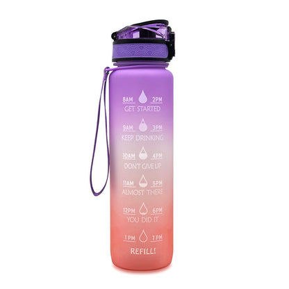 1L Tritan Water Bottle With Time Marker Bounce Cover Motivational Water Bottle Cycling Leakproof Cup For Sports Fitness Bottles - Jaazi Intl