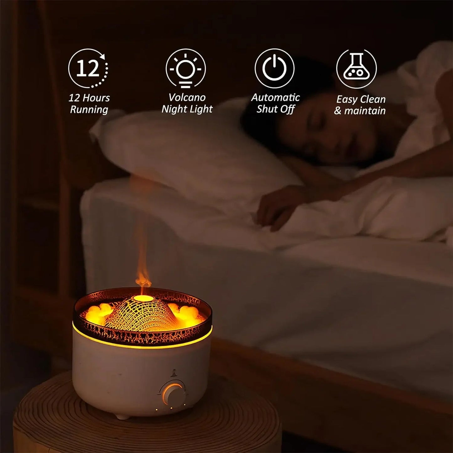 1pc - Volcano Jellyfish Aromatherapy Machine USB Home Office Aromatherapy Ultrasonic Large Capacity Flame Humidifier - Jaazi Intl