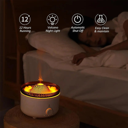 1pc - Volcano Jellyfish Aromatherapy Machine USB Home Office Aromatherapy Ultrasonic Large Capacity Flame Humidifier - Jaazi Intl